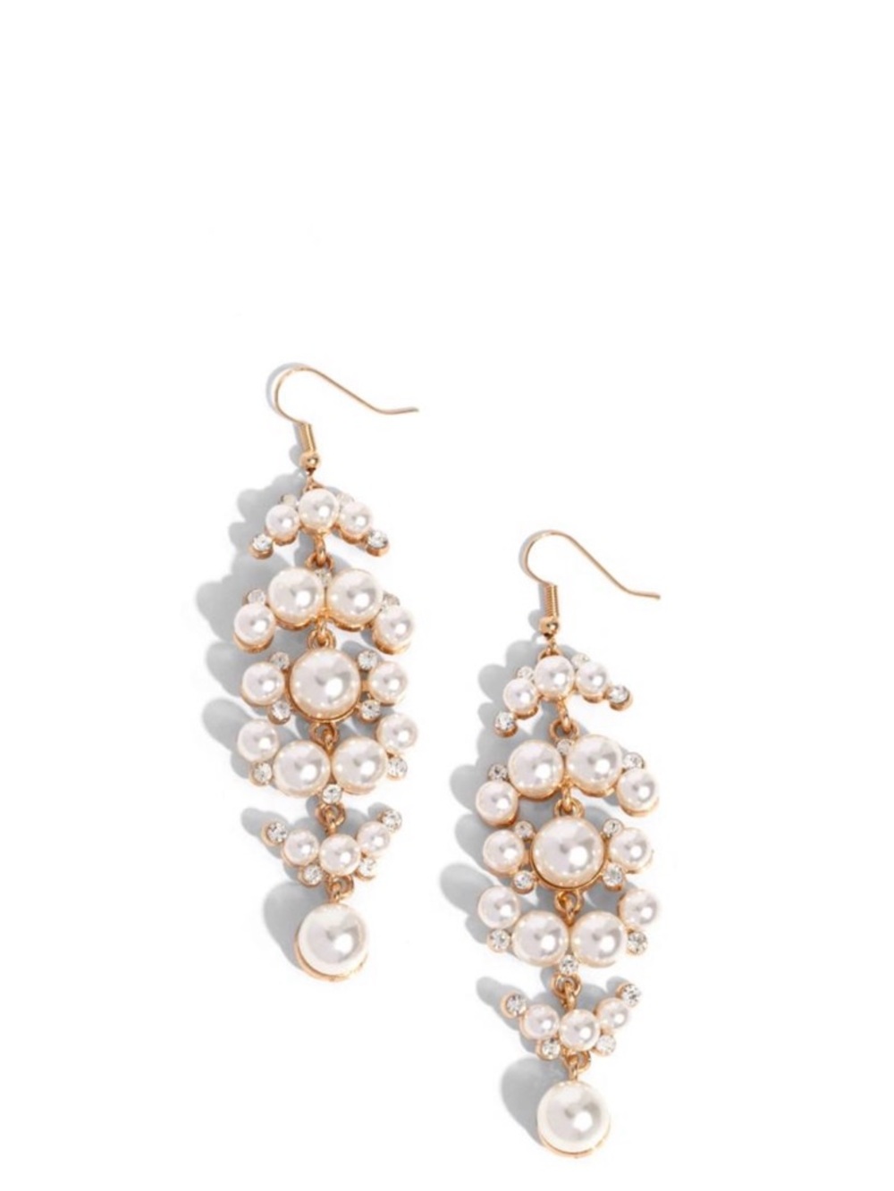 E-50 Gold Pearl Cluster Drop Earrings - Women Jewelry